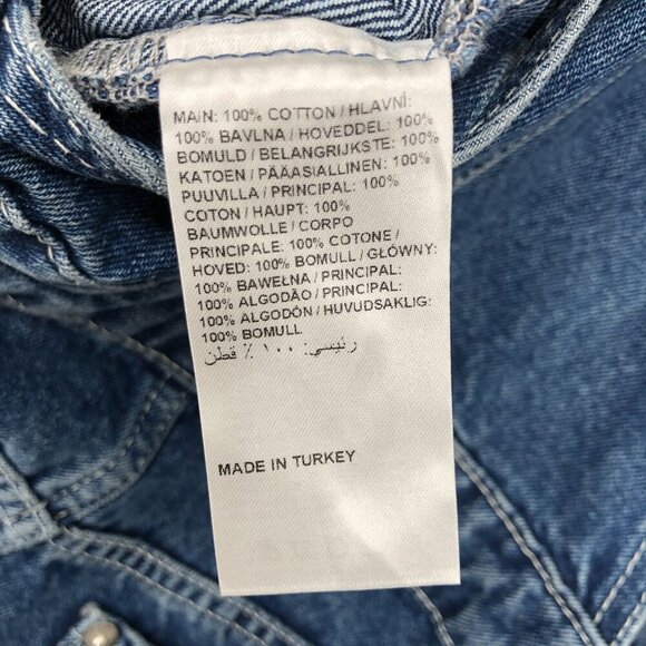 NWT The Ragged Priest Women's Denim Dude Overalls 32 Mid Blue Embroidered Logo - Picture 8 of 10